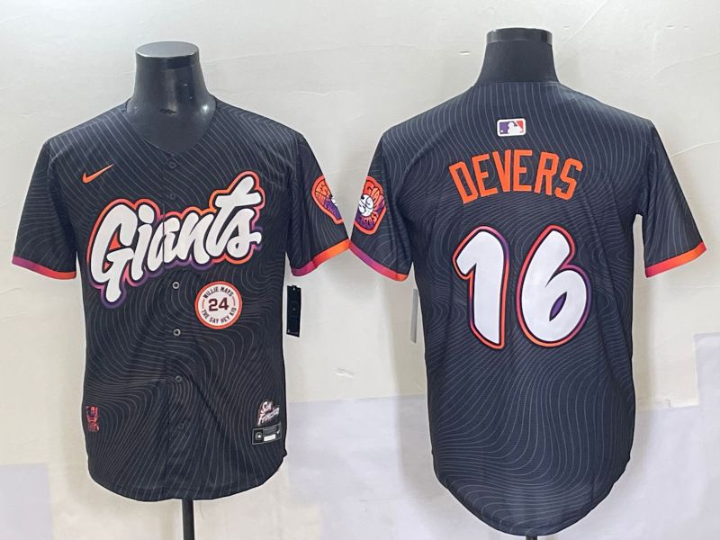 Men 2025 San Francisco Giants #16 Devers Black Joint Name Nike MLB Jersey style 10